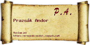 Prazsák Andor névjegykártya