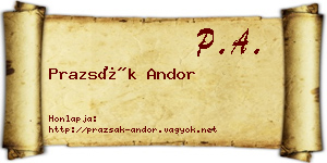 Prazsák Andor névjegykártya