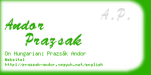 andor prazsak business card